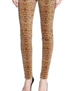 Hudson Jeans Leopard Print Skinny Pants in Brown